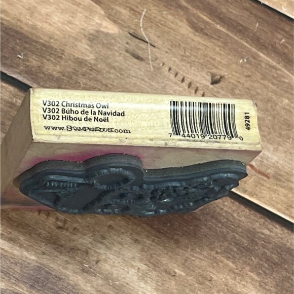 2014 STAMPENDOUS! V302 CHRISTMAS OWL WOOD MOUNTED RUBBER STAMP HUGE EYES - Picture 2 of 4